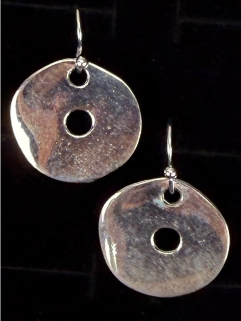Vintage weighted, aged Silvertone brutalist minimalist pierced earrings